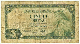 ESPAÑA - 5 Pesetas - 22.07.1954 - Pick 146 - Serie B - King Alfonso X - 5 Peseten