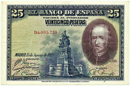 ESPAÑA - 25 Pesetas - 15.08.1928 - Pick 74.b - Serie D - Pedro Calderón De La Barca - Kingdom - 1-2-5-25 Pesetas