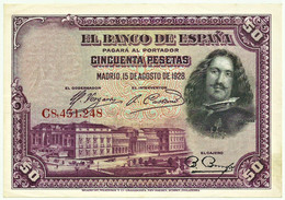 ESPAÑA - 50 Pesetas - 15.08.1928 - Pick 75.c - Serie C - Diego Velázquez - Kingdom - 50 Peseten