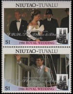 TUVALU-Niutao 1986 Westminster Abbey Wedding Ginger Poolboy Se-te.$1 OVPT.PAIR Overprinted - Tuvalu