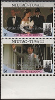 TUVALU-Niutao 1986 Westminster Abbey Wedding Ginger Poolboy Se-te.$1 MARG.OVPT.PAIR Overprinted - Tuvalu