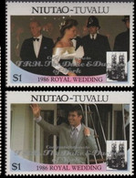 TUVALU-Niutao 1986 Westminster Abbey Wedding Ginger Poolboy Se-te.$1 OVPT.2 Stamps Overprinted - Abbeys & Monasteries