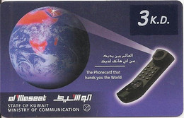 KUWAIT : KWTR21 3kd Swiftel  Earth And Phone (thick Card) USED - Kuwait