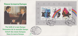 Enveloppe  FDC   1er  Jour   SAN  MARINO    Bloc  Feuillet    NOUVELLE   EUROPE    1991 - FDC