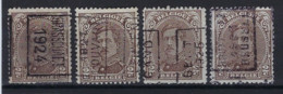 ALBERT I Nr. 136  III Lot Van 4 Zegels Voorafgestempeld Met ZELDZAME Excemplaren, Merendeel In Goede Staat ! LOT 341 - Roulettes 1920-29