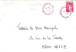 Curiosité 06-Nice-Centre-de-Tri 4-3 I978, Cachet Manuel En Rouge Au Lieu De Noir - Briefe U. Dokumente