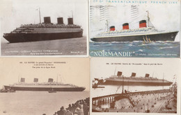 PAQUEBOT NORMANDIE LE HAVRE SOUTHAMPTON NEW YORK LOT 8 CARTES - Steamers