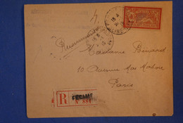 D 78 FRANCE 1919 LETTRE FECAMP A RECOMMANDé PARIS + REGIMENT + AFFRANCH. INTERESSANT - 1900-27 Merson