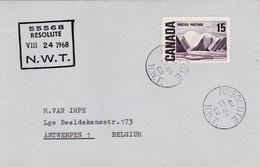 CANADA : CaD De Résolute , Hameau Inuit Sur Lettre Pour La Belgique  1968 - Briefe U. Dokumente