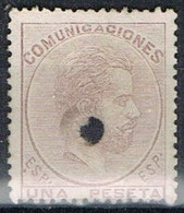 Sello 1 Pts Amadeo , Perforado Telegrafico. Variedad Impresion, Nº 127T º - Used Stamps