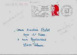 Curiosité 51 Chalons S/Marne Gare 24-9 1986, Timbre Non Dentelé En Haut, Indexation Orange En Haut à Gauche - Covers & Documents