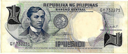 PHILIPPINES  Pilipino Texte  . 1 Peso, José RIZAL, #142b  , (1969) NEUF - Filippijnen