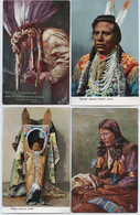 4 CPA - USA - ETATS UNIS - Indiens D' Amérique : Kiowa Papoose Asleep,Down The River, Curley, Women - Autres & Non Classés