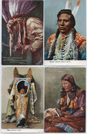 4 CPA - USA - ETATS UNIS - Indiens D' Amérique : Kiowa Papoose Asleep,Down The River, Curley, Women - Other & Unclassified