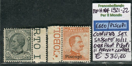 1921-22 Colonie Egeo  Piscopi  15 C + 20c  Sassone 10/11 MNH - Aegean (Piscopi)
