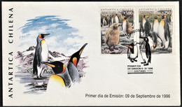1996 Chile Chilean Antarctic: King Penguin FDC - Pinguïns & Vetganzen