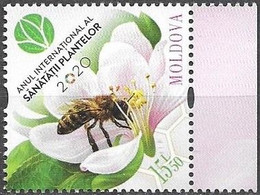 MOLDOVA, 2020, MNH, INTERNATIONAL PLANT HEALTH YEAR, FLOWERS, BEES, 1v - Otros