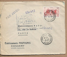 AOF GUINEA 1951 Registered Cover From Conakry Sent To Paris 1 Stamp COVER USED - Covers & Documents
