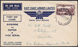 NEW ZEALAND 1935 Illustrated Airmail Flight Cover East Coast Airways - Luftpost