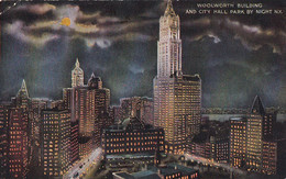 New York City - Woolworth Building And City Hall By Night - Stamp Postmark 1916 - 2 Scans - Other Monuments & Buildings
