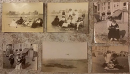 62 . WIMEREUX . Lot 5 Photos 1909 Et 1910 - Plage , Bateaux , Pavillons, Avion De Gournay Quittant La Plage.... - Other Municipalities
