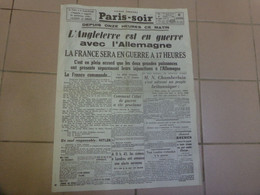 Paris Soir Du 4 Sept 1939 - Otros & Sin Clasificación