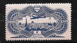 France Vignette Edouard Berck " Burelé " Avion  Survolant Paris  Neuf * * TB  = MNH  VF     Voir Scans     - Luftfahrt