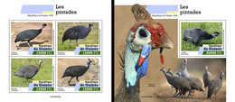 Guinea 2020, Animals, Guinea Folws, 4val In BF +BF - Perdiz Pardilla & Colín