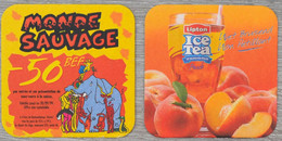 Sous-bock Lipton Cool Tea Monde Sauvage 1999 (girafe éléphant) Bierviltje Coaster (L) - Beer Mats