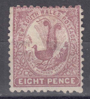 Australia New South Wales 1888 Lyrebird Stamp 8P,Scott# 81,OG MH - Neufs
