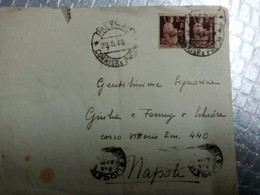 Storia Postale RE DI MAGGIO 29.5.1946 Lettera In Tariffa Con Coppia 2 Lire Democratica Da Palermo A Napoli - Otros & Sin Clasificación