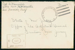 USA 1940s Cover From APO 919 To New Jersey Postmark Censorship Army WW2 - Poststempel