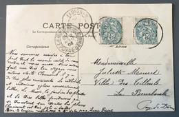 France N°111 Paire Inter-panneau Sur CPA De LEDIGNAN 1.8.1904 - (B683) - 1877-1920: Periodo Semi Moderno