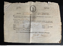 60184  - Administrazione Nazionale De Sali E Tabacchi In Piémonte 10.02.1802 - Italie