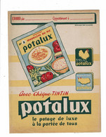 Protège Cahier POTALUX Potage De Luxe à La Portée De Tous Chèques Tintin - Protège-cahiers