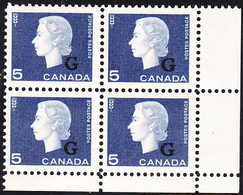 Canada MNH Scott #O49 5c Cameo With 'G' Overprint Lower Right Plate Block (blank) - Overprinted