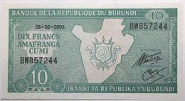 Burundi - 10 Francs - 2005 - PICK 33e.1 - NEUF - Burundi
