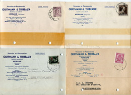 1942/53 4 Kaart(en) - Zie Zegels, Stempels En Hoofding QUITMANN & THIBEAUX Morialmé - Verreries Et Flaconneries - Otros
