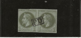 COLONIES FRANCAISES -EMISSIONS GENERALES -NAPOLEON III N° 7 PAIRE OBLITERE PD DANS RECTANGLE - -ANNEE 1871 -COTE 180 € - Napoleone III