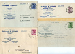 1937/49 4 Kaart(en) - Zie Zegels, Stempels En Hoofding QUITMANN & THIBEAUX Morialmé - Verreries Et Flaconneries - Sin Clasificación