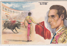 TAUROMACHIE . CORRIDA . (Illust.A.Ibarra) LITRI   (Portrait De Profil Et En Action Dans L'arène ) - Corridas