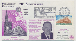 FRANCE => Env. 1,00 Conseil Europe - OMEC Parlement Europ. Strasbourg 13/3/1978 - 20eme Anniversaire - Alain Poher - Lettres & Documents