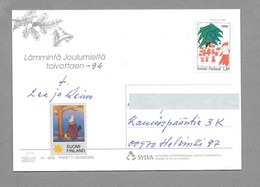 1993 Finland Christmas Label Charity Seal Cinderella Rabbit Bunny Lapin Hase And Christmas Stamp - Postcard - Brieven En Documenten
