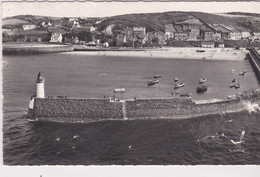 Cpsm 9x14 . En Avion Au-dessus De ... FLAMANVILLE-DIELETTE (50 ) La Jeté, La Plage ( Le Phare ) - Autres & Non Classés