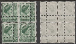 Australia 1949 Queen Elizabeth 1.5d Green Block Of 4 With Perforations Doubled (stamps Are Quartered), U/M As SG 1893Ava - Otros & Sin Clasificación