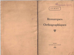 Livret De Remarques ORTHOGRAPHIQUES Datant De 1924  - 860121 - 18 Años Y Más