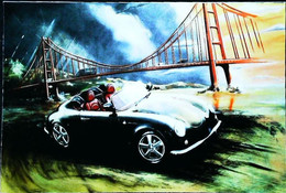 ► PORSCHE  356 San Francisco - Roadside Golden Gate Bridge - Litho. Aude B. Creation - American Roadside