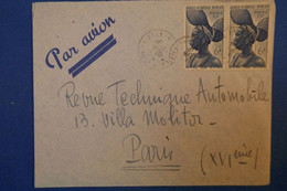 144 AFRIQUE OCC FRANCAIS BELLE LETTRE 1945 AV PAIRE TIMBRES D ABIDJAN COTE D IVOIRE A PARIS VILLA MOLITOR PAR AVION - Lettres & Documents