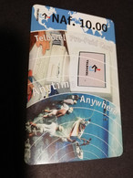 BONAIRE TELBOCEL NAF 10,00 ANYTIME ANYWHERE  BOATS/WATER   Date 31dec -2002        Fine Used Card  **4566** - Antillen (Nederlands)