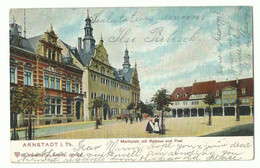 Arnstadt I. Th. Marktplatz Mit Rathaus Und Post 1904 Nach England - Arnstadt